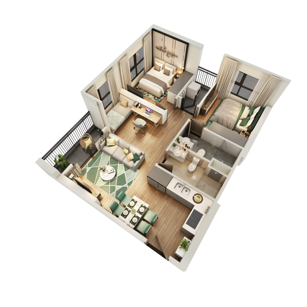Thiết kế SA3 Smart City với căn hộ 2 phòng ngủ hiện đại