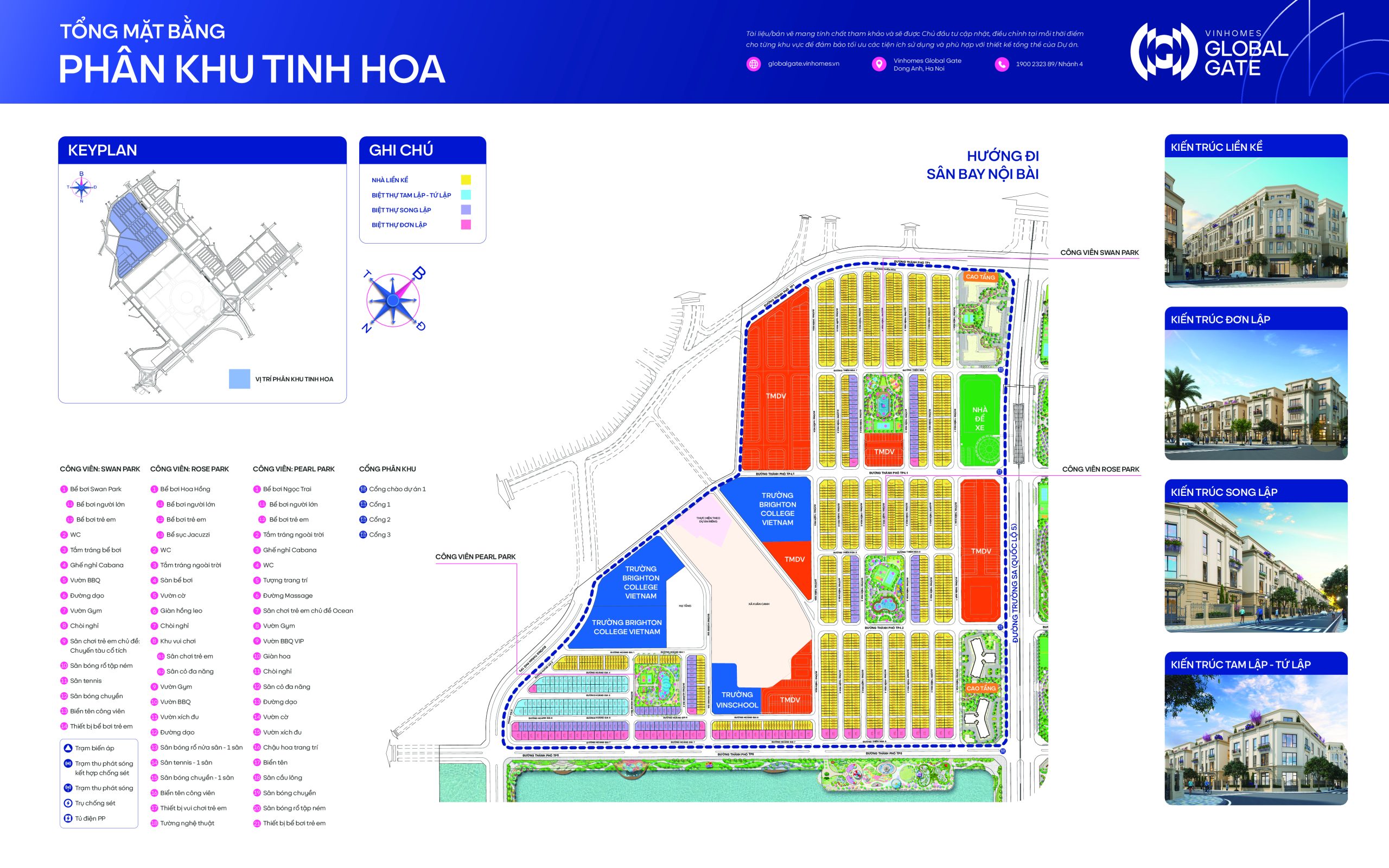 Mặt bằng phân khu Tinh Hoa đa dạng loại hình sản phẩm